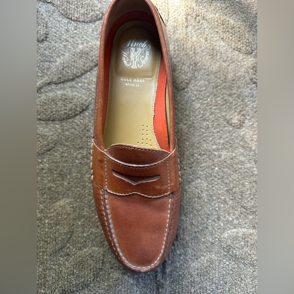 Men's Cole Haan Sz 9 Grand OS Pinch Hand Sewn Tan Leather Penny Loafer 2013 - Picture 3 of 13